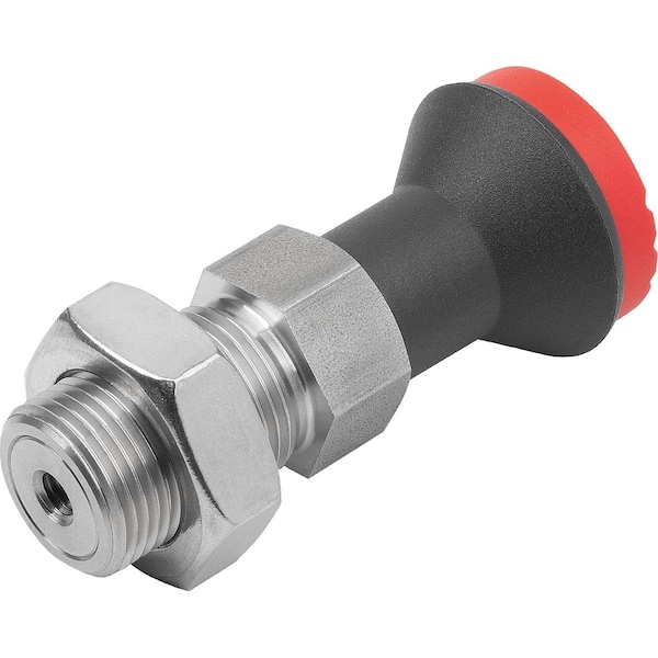 Operating Handle Wo. Groove, W. Mushroom Knob, Size:4, D1=M20X1, 5, L=73, Form:B W Locknut, Stainless
